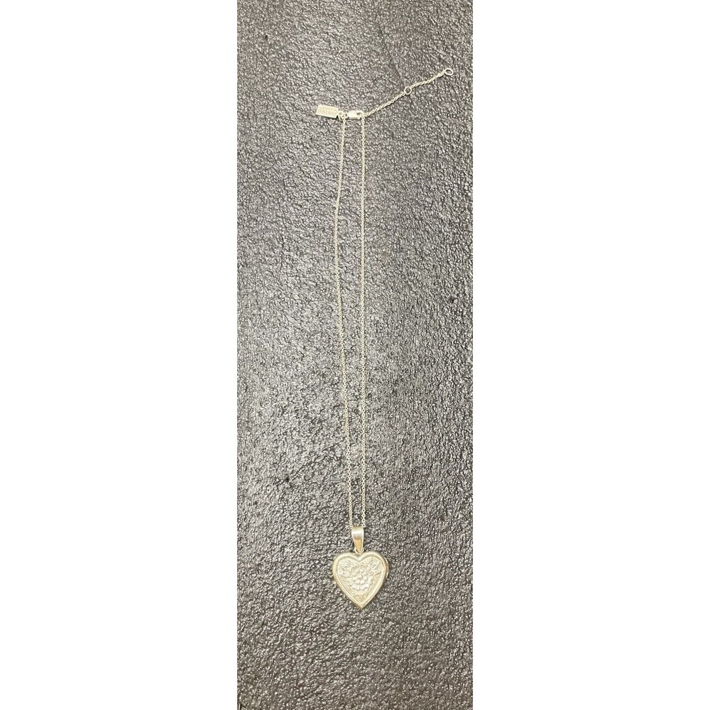 Baroni 925 Sterling Silver Heart Locket Necklace Floral 7.82g 16" Chain - Picture 8 of 12